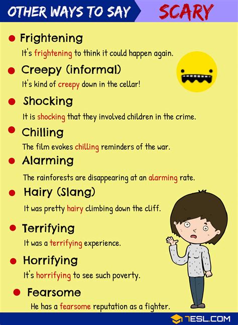 scary , , scary 1. . Scary synonym